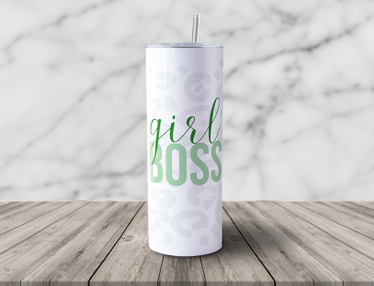 Girl Boss Leopard 20oz Tumbler - Green