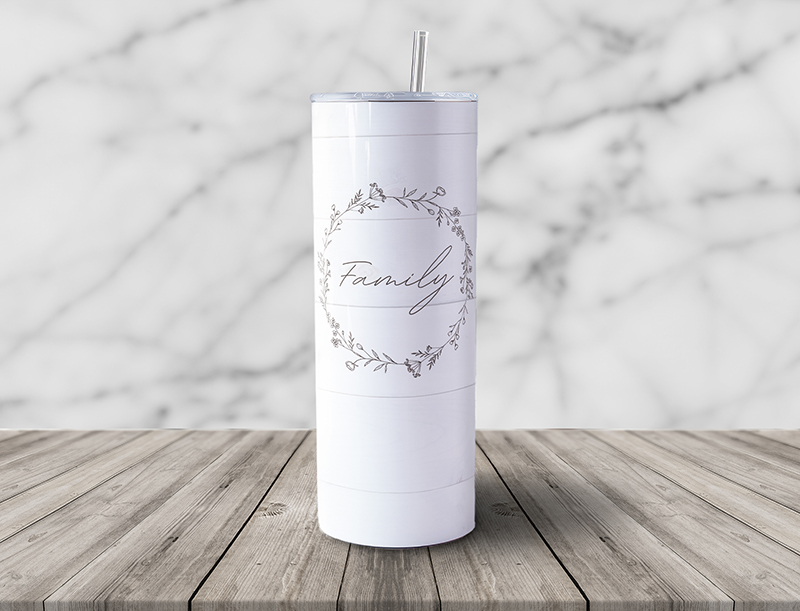 Family Farmhouse Style White Shiplap 20oz Skinny Steel Tumbler with Straw - Image 6