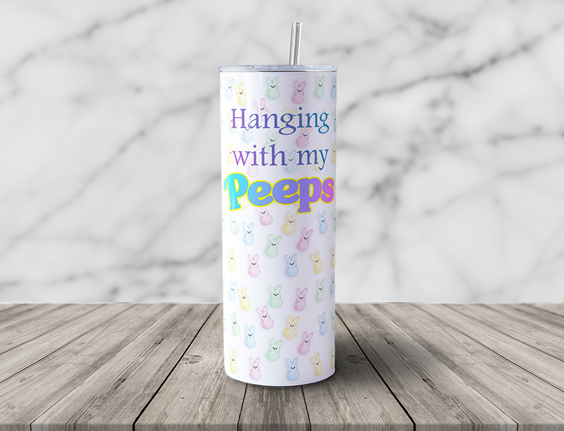 Hanging with my Peeps 20oz Skinny Steel Tumbler with Straw - Image 6