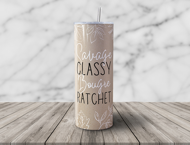 Savage Classy Bougie Ratchet 20oz Skinny Steel Tumbler with Straw - Image 6