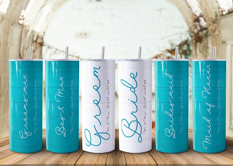 Wedding Party 20oz Skinny Steel Tumbler with Straw - Image 6